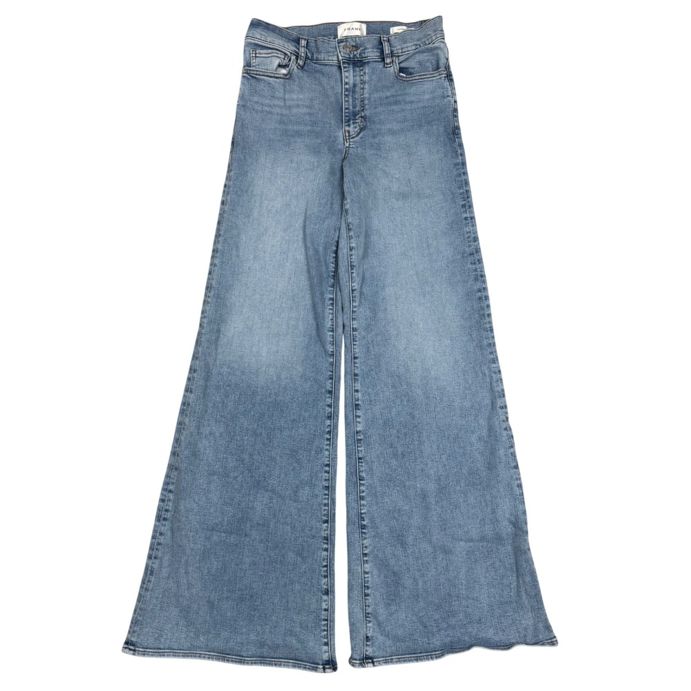 Frame Le Palazzo Jeans 29x34 Wide Leg Light Blue High Rise 70s Boho Chic Denim